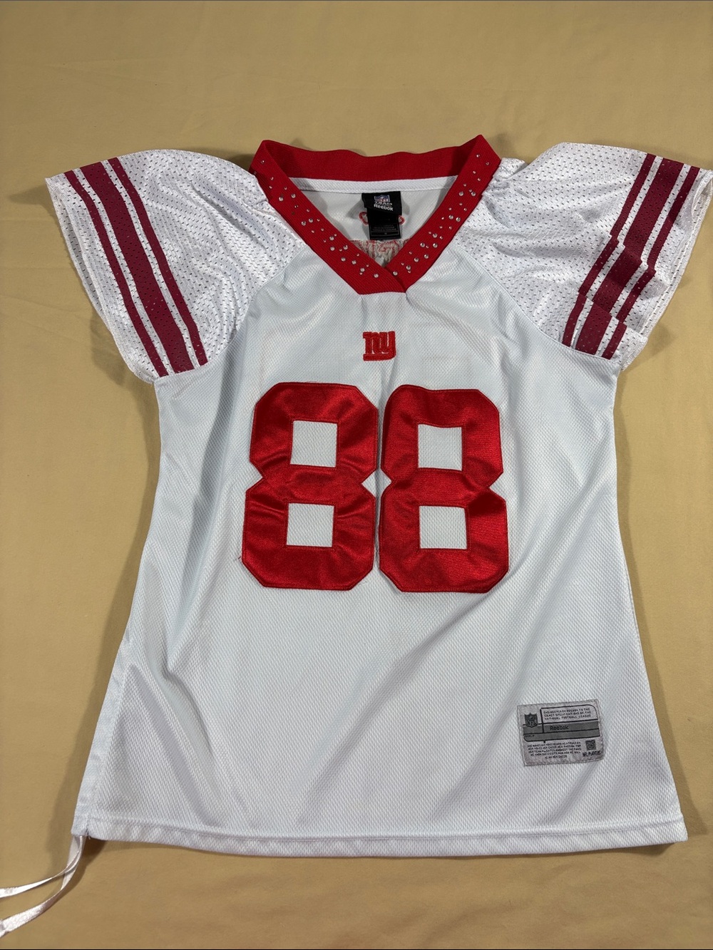 Reebok New York Giants Hakeem Nicks 88 Women's Rhinestone‎ V-Neck Jersey White
